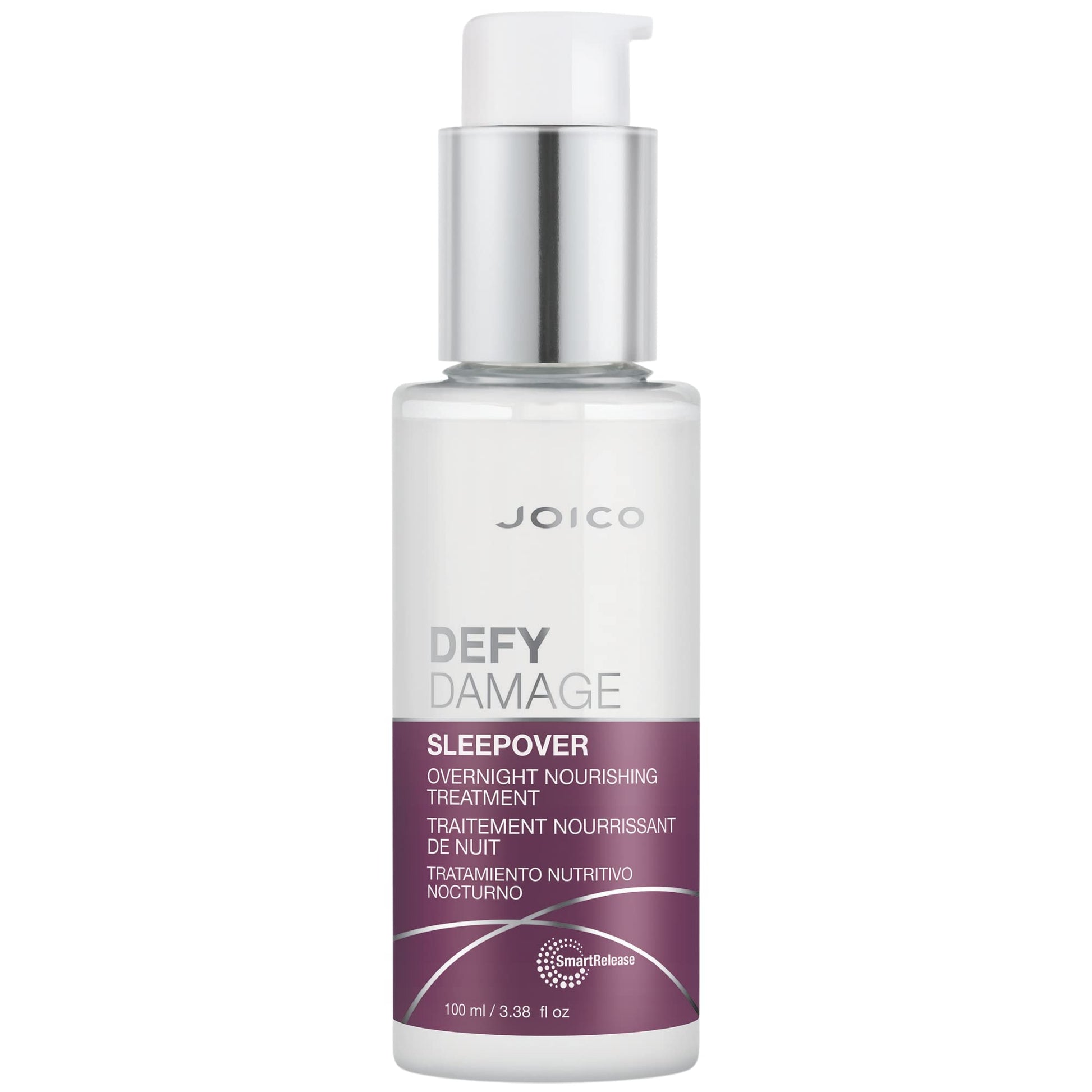 Lavender Joico Defy Damage Sleepover Overnight Nourishing Treatment | Instantly Softens & Smooths | Strengthen Bonds | Reduce Breakage & Split Ends | No Rinse Formula | With Arginine & Keratin | 3.38 oz