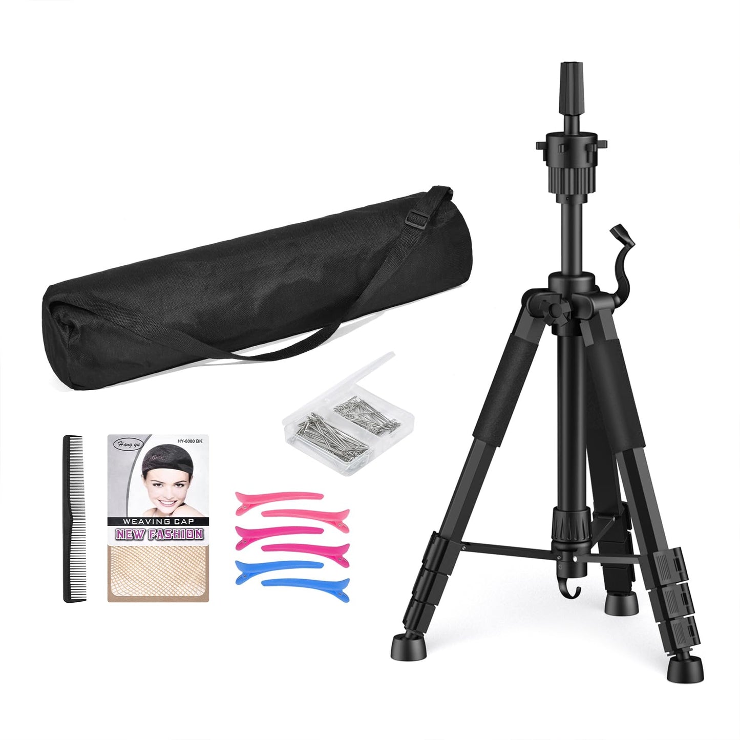 White Smoke Retbtnm Mannequin Head Stand, 54 inch Adjustable Wig Stand Tripod with Non-Slip Base, Heavy Duty Metal Mannequin Tripod Stand for Cosmetology Hairdressing