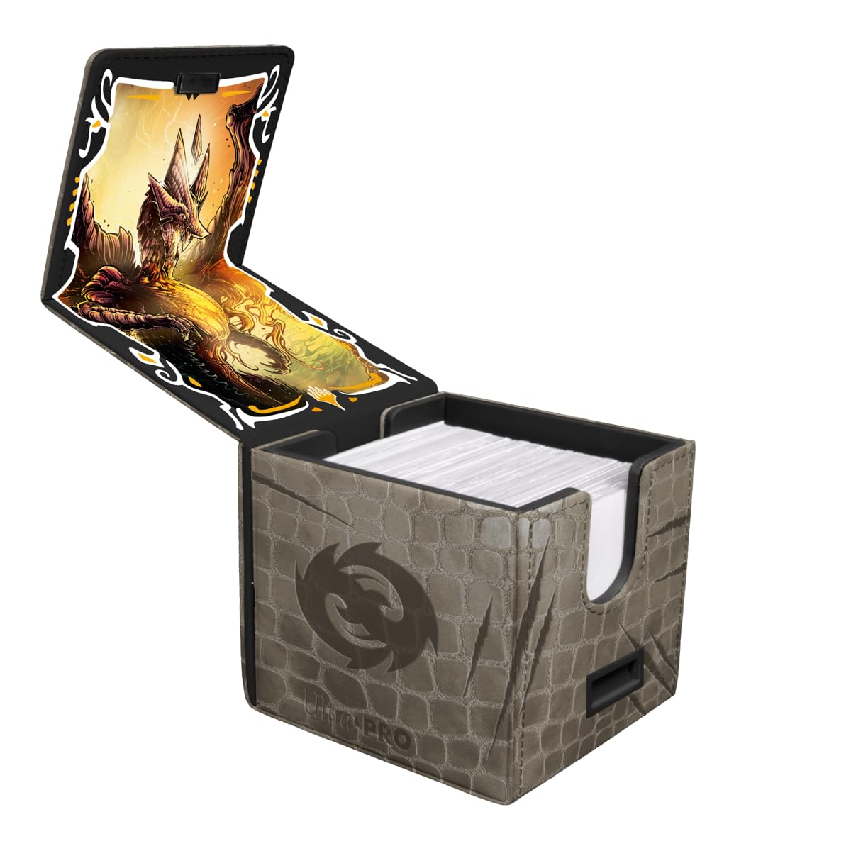 White Smoke Ultra Pro - Tarkir Dragonstorm Betor, Kin to All Premium Alcove Edge Deck Box for Magic: The Gathering | Premium Deck Box Dragon Scale Design Magnetic Closure Card Storage MTG Accessories