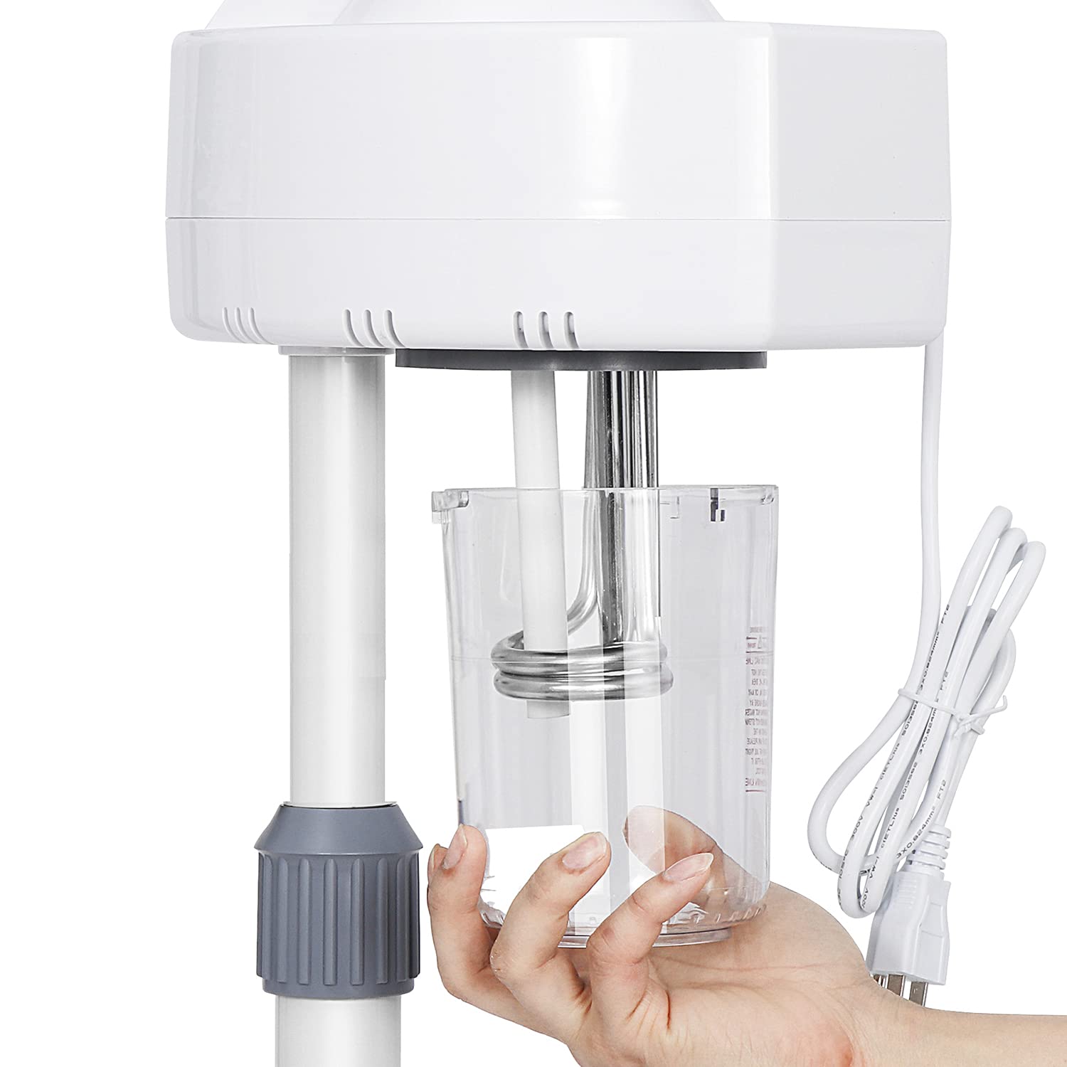 White Smoke Saicool Professional Facial Steamer - Standing Ozone Facial Steamer on Wheels w Hot Mist for Facial Treatment Personal Care for Spa Salon Home Use