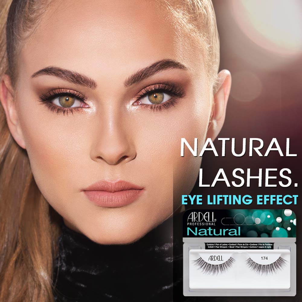 Light Pink Ardell Lashes 174 - Lightweight, Natural Looking False Eyelashes, Long-Lasting Strip Lash for Everyday Wear, 4 Pack