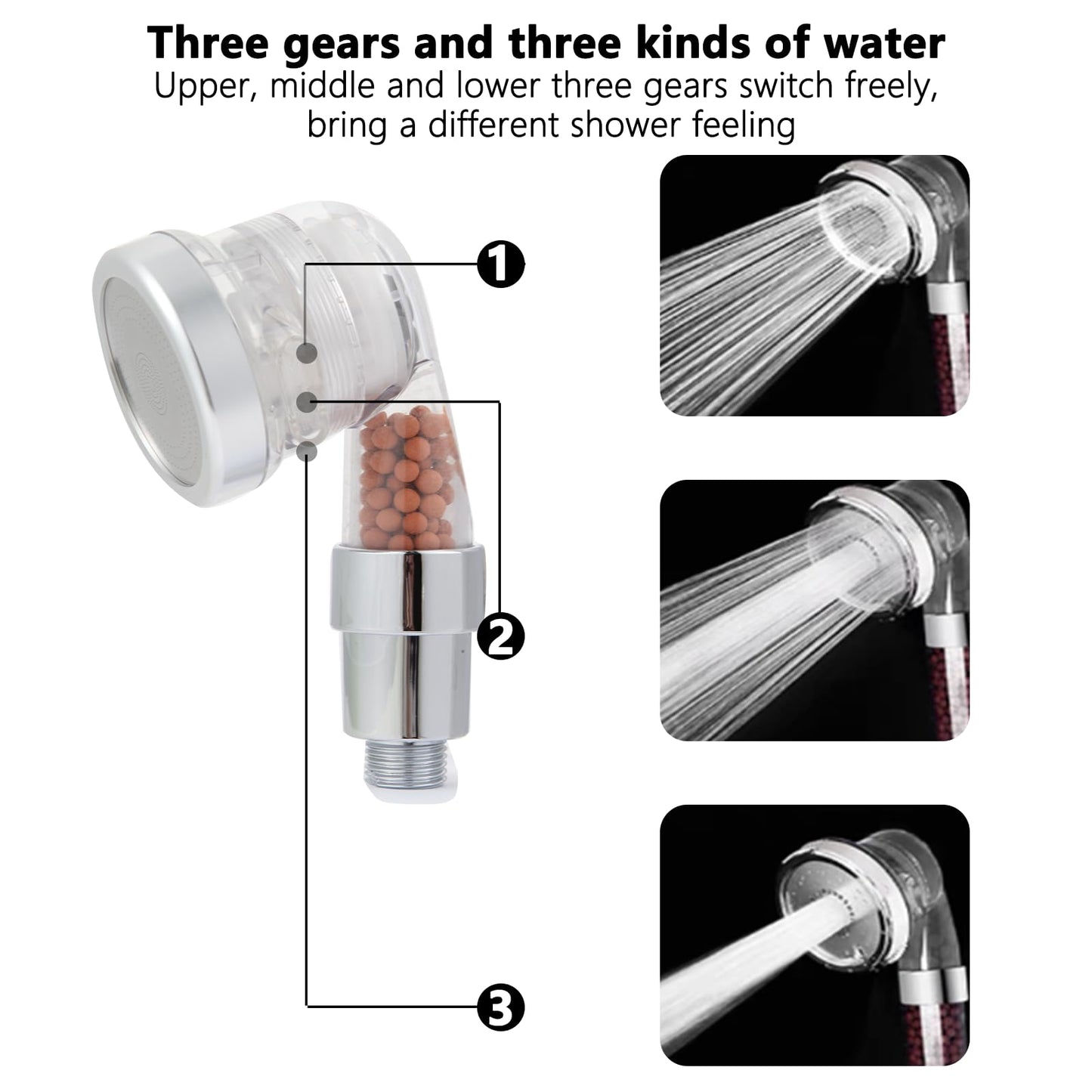 White Smoke Socila Clear Sprayer Head 3 Function With Filter For Shampoo Bowl, High Pressure And Water Saving, Filter For Dry & Frizz Hair
