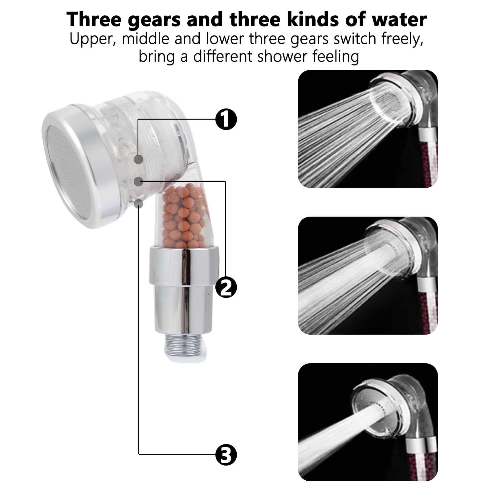 White Smoke Socila Clear Sprayer Head 3 Function With Filter For Shampoo Bowl, High Pressure And Water Saving, Filter For Dry & Frizz Hair