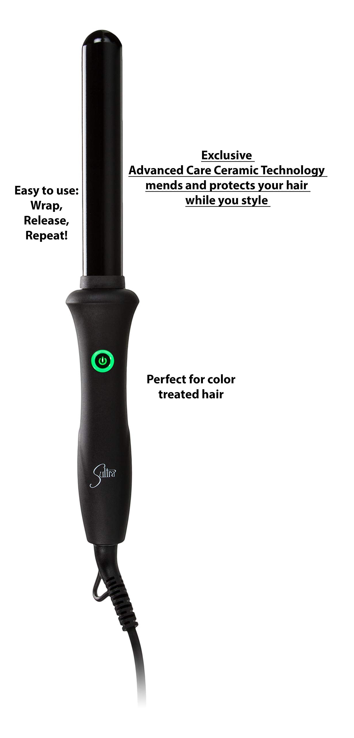 White Smoke Sultra The Bombshell Rod Curling Iron, 1 Inch with Protective Heat Glove