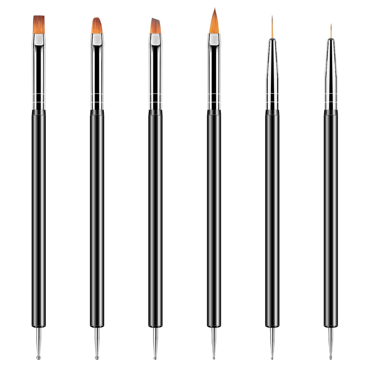 White Smoke Artdone Nail Dotting Tools 6PCS Double-ended Nail Art Brushes Kit Nail Art Gel Polish Liner Brushes Design Pen For Nail Drawing And Nail Paint Brushes Small Detail Brushes