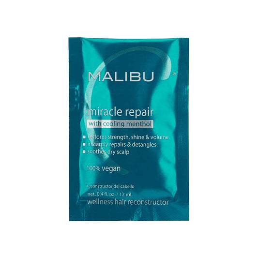 Dark Slate Gray Malibu C Miracle Repair Hair Reconstructor with Cooling Menthol (1 Packet) - Nourishing Hair Repair Treatment for Weak, Damaged Strands - Scalp Invigorating Hair Care