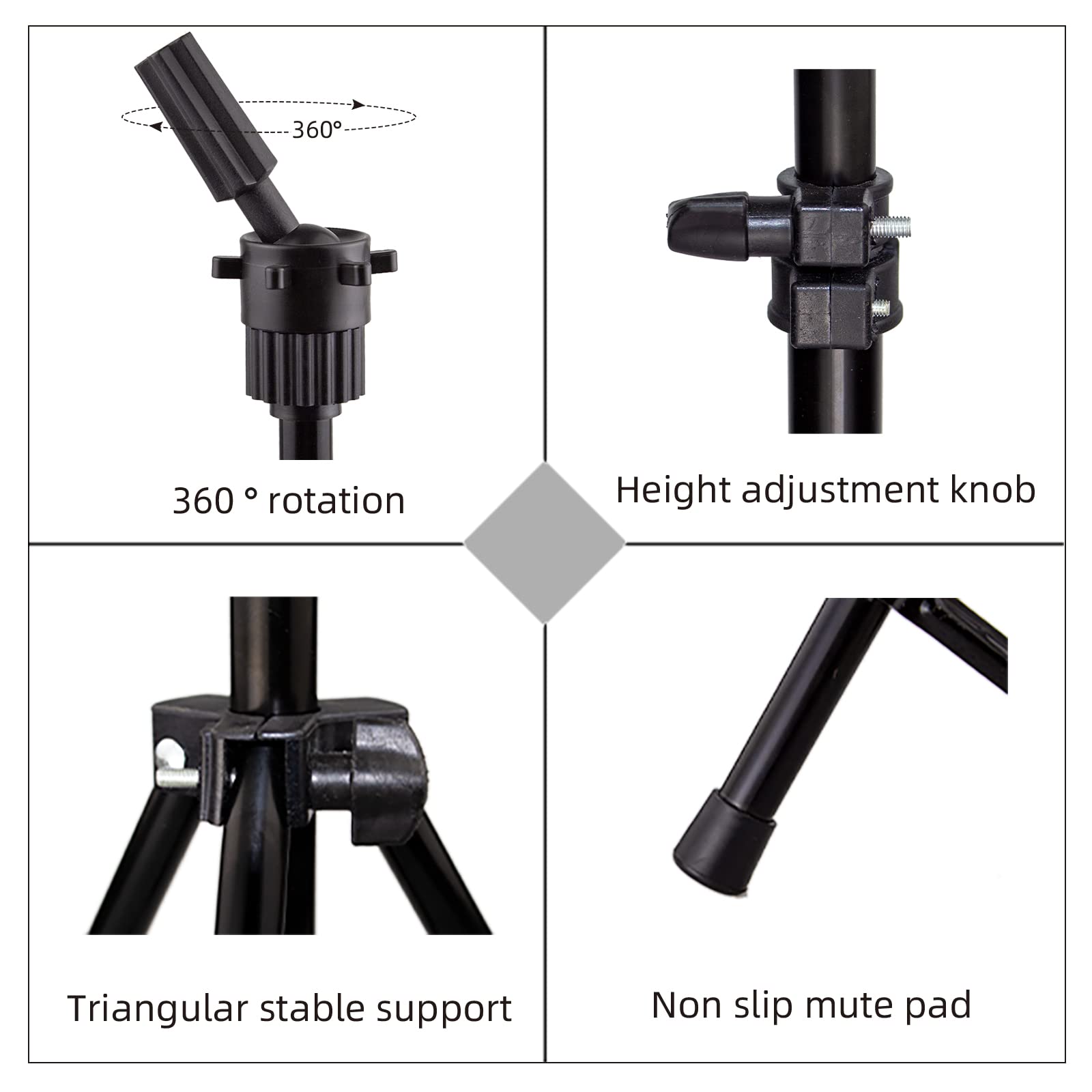 White Smoke LUNGCYX 23Inch Wig Stand Tripod,Canvas Wig Head Stand Mannequin Head Foldable Wig Stand Set for Making Display with Table Clamp,Wig Cap & T Pins