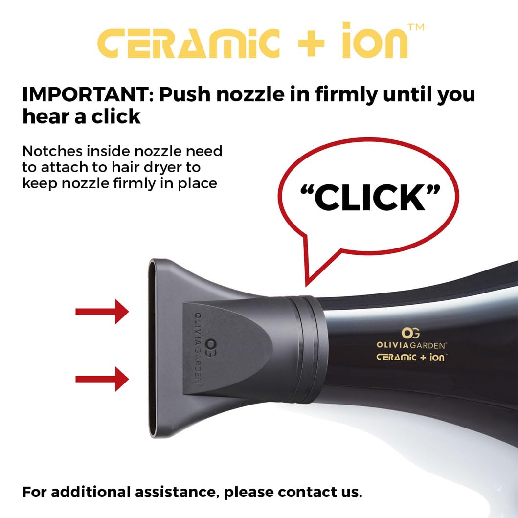 White Smoke Olivia Garden 1875W Ceramic + Ion Professional Hair Dryer for Men and Women - Fast Drying Blow Dryer - Powerful Ionic Generator - 3 Heat Settings - with 2 Nozzles and Storage Bag - (Black/Gold)