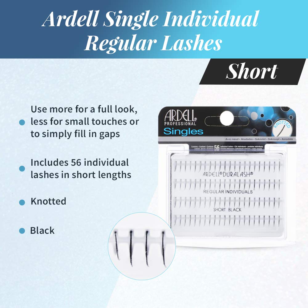 White Smoke Ardell Individual Lashes Regular Short Black – Natural-Looking Individual Lash Extensions, Customizable Flare Style, 4 Pack