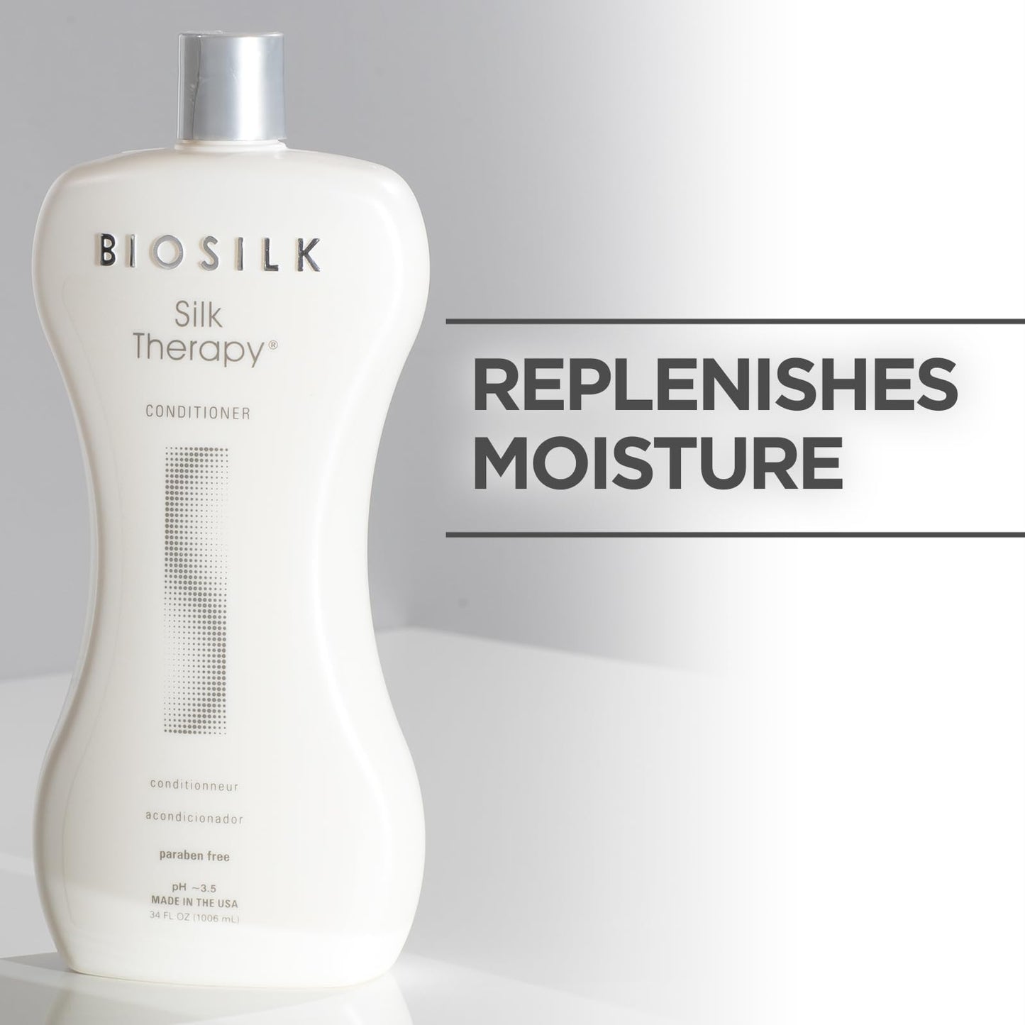 White Smoke BioSilk Silk Therapy Conditioner, Moisturizes & Conditions Hair for Incredible Shine, Detangles & Provides Heat Protection, Sulfate-Free, Paraben-Free, Cruelty-Free, 34 Oz