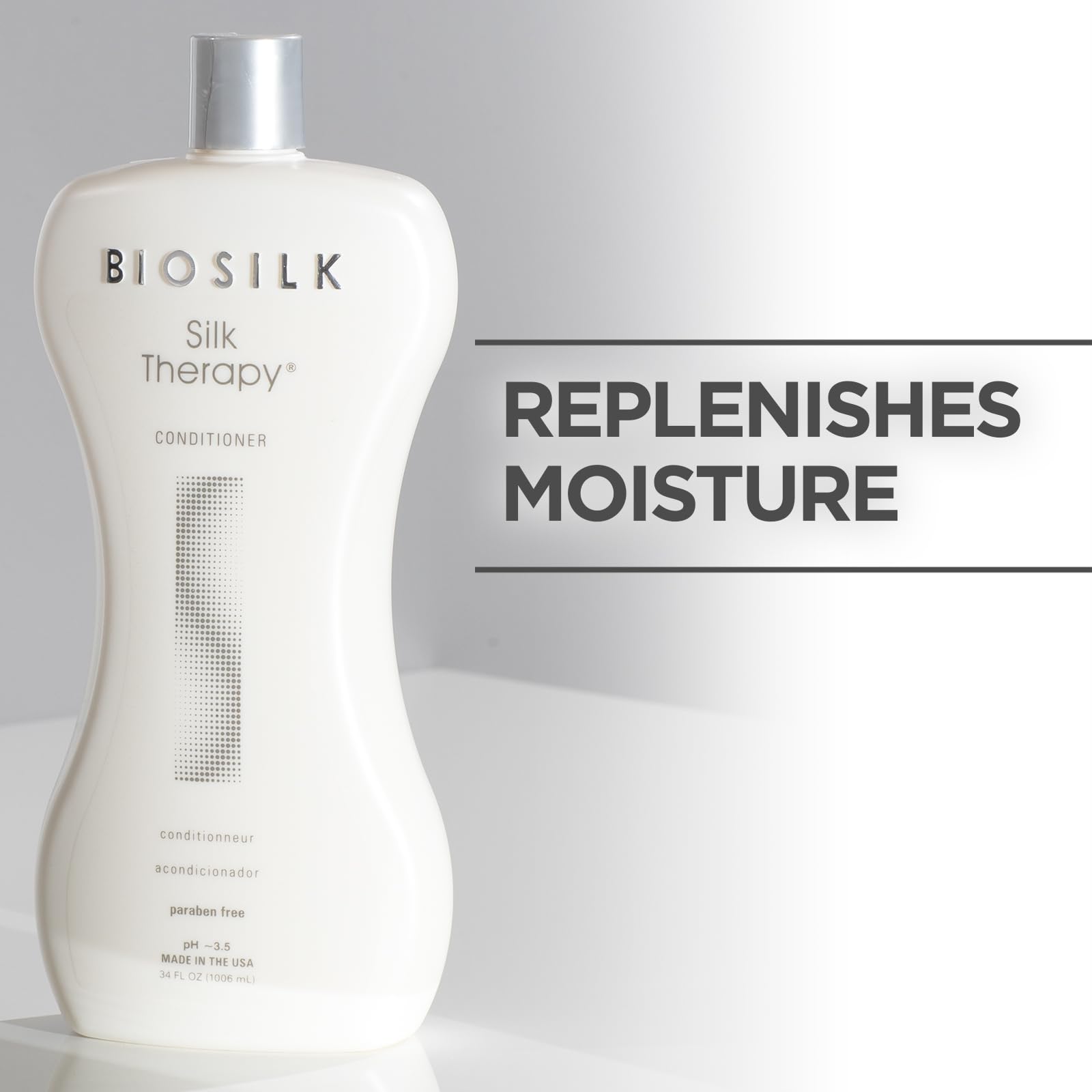 White Smoke BioSilk Silk Therapy Conditioner, Moisturizes & Conditions Hair for Incredible Shine, Detangles & Provides Heat Protection, Sulfate-Free, Paraben-Free, Cruelty-Free, 34 Oz