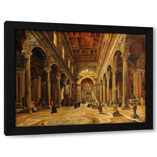 Black Giovanni Lanza 24x19 Black Modern Framed Art Print Titled: Church Interior