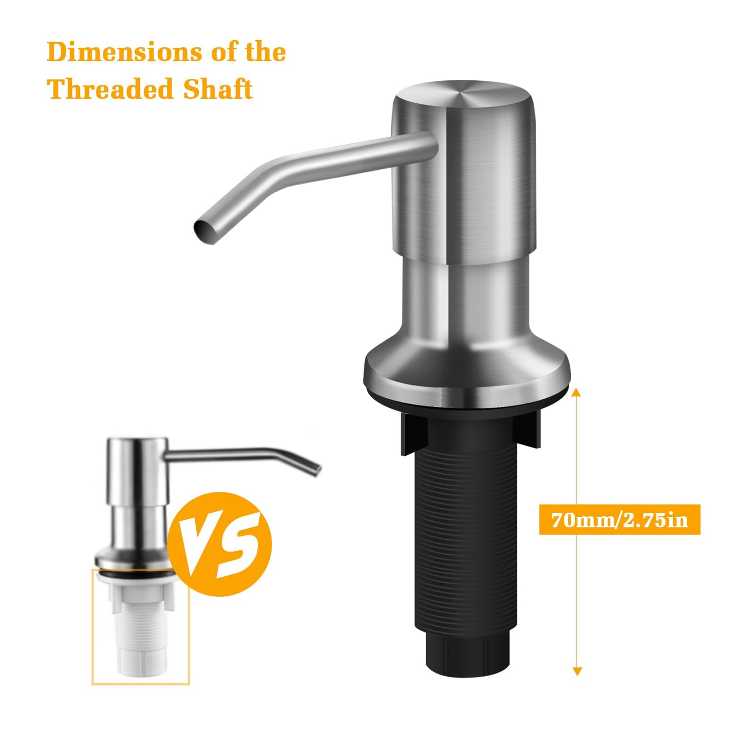 White Smoke Soap Dispenser for Kitchen Sink, Built in Sink Soap Dispenser Lotion Dispenser with 17 OZ Bottle, Refill from The Top Bar Sink Soap Dispenser, Brushed Nickel (1 Pack)