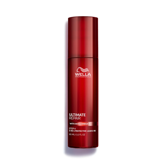 Dark Red Wella Professionals ULTIMATE REPAIR 5-in-1 Protective Leave-In Treatment for Damaged Hair | Repairs, Smoothens Frizz, UV & Heat Protectant | For All Hair Types | 3.2 Fl Oz
