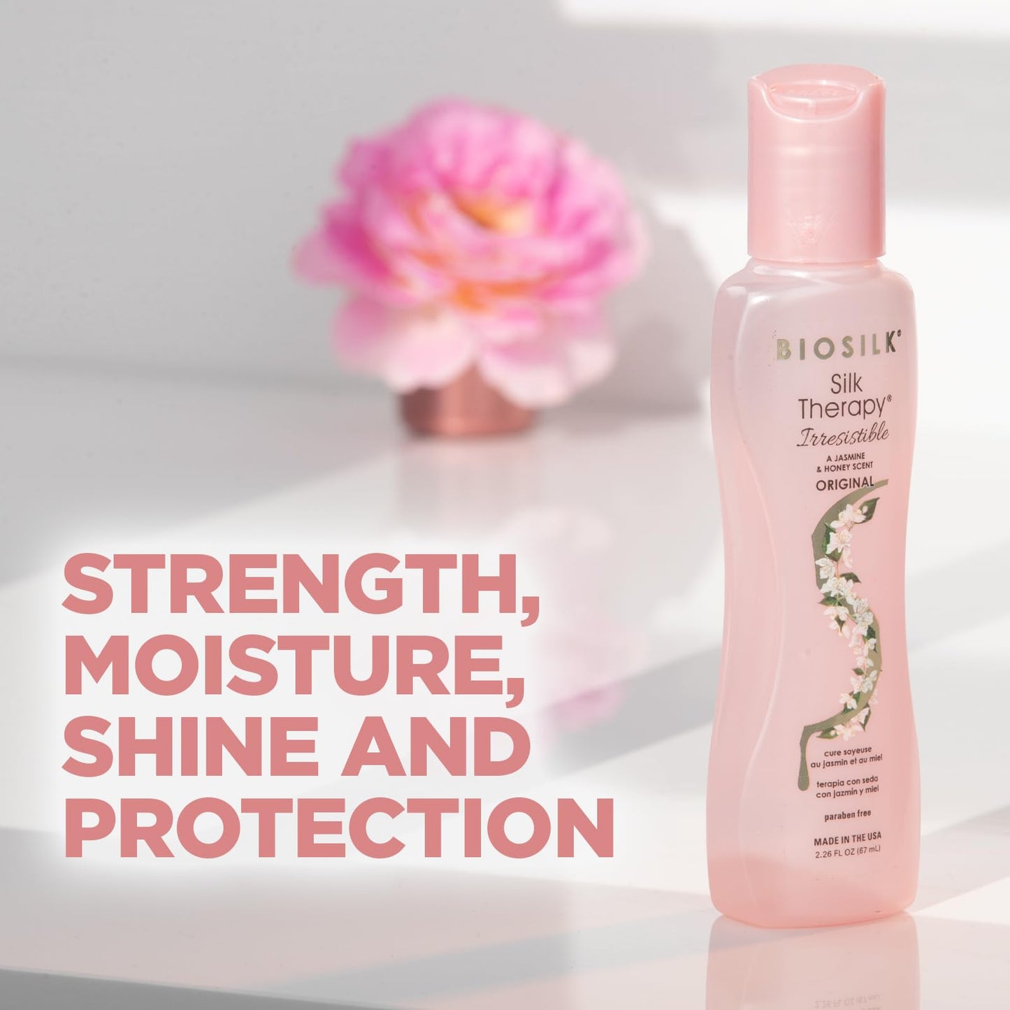 Gray BioSilk Irresistible Collection Silk Therapy Leave-in Treatment, For All Hair Types, Jasmine & Honey Scent, Sulfate, Paraben, & Cruelty-Free, 2.26 Oz