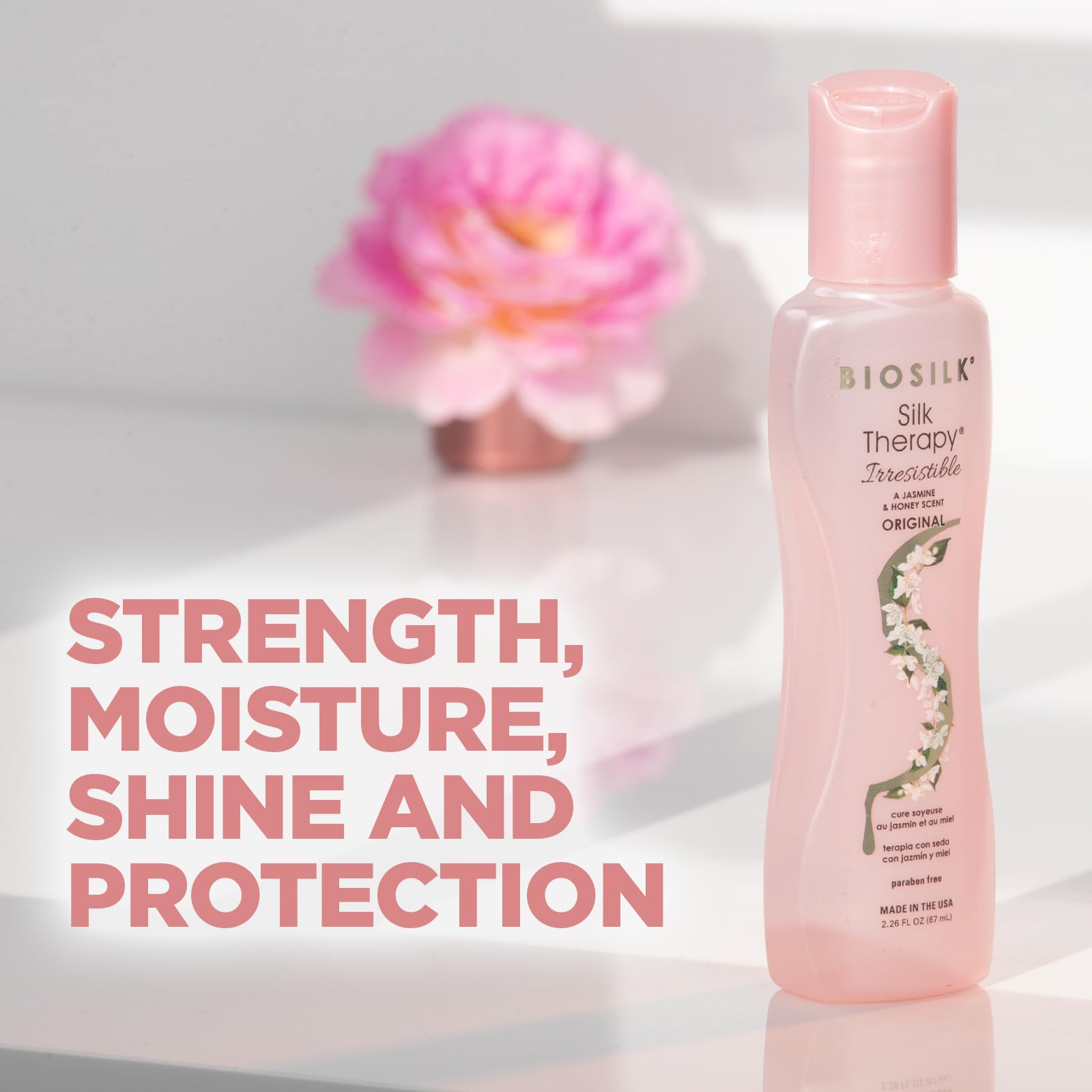Gray BioSilk Irresistible Collection Silk Therapy Leave-in Treatment, For All Hair Types, Jasmine & Honey Scent, Sulfate, Paraben, & Cruelty-Free, 2.26 Oz
