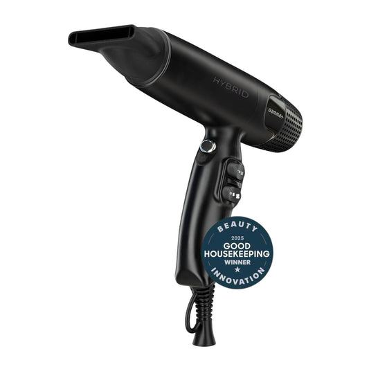 White Smoke GAMMA+ Hybrid Professional Hair Dryer Lightweight, Ionic Technology, Low Noise with 2 Nozzles and Diffuser (Black)