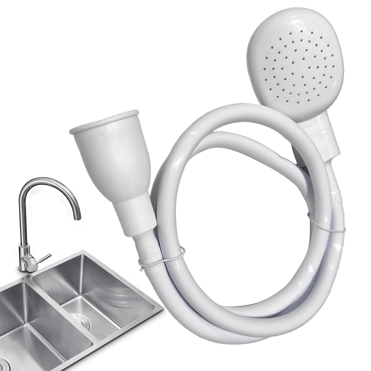 White Smoke 6.56FT/2M Sink Spray Hose,Sink Sprayer Hose Attachment for Portable Hand HeldHead Shower Sprayer,Shampoo Sprayer Hose for Bathing Baby,Pets,Washing Hair,Rinsing Vegetables