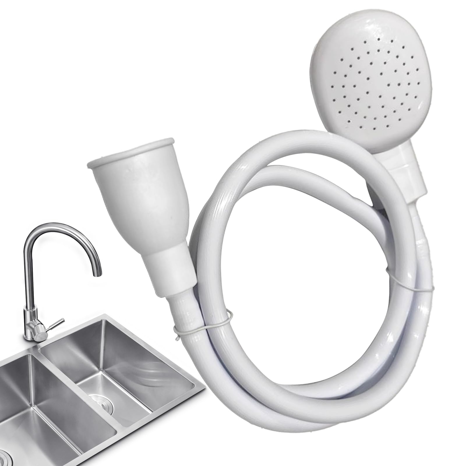 White Smoke 6.56FT/2M Sink Spray Hose,Sink Sprayer Hose Attachment for Portable Hand HeldHead Shower Sprayer,Shampoo Sprayer Hose for Bathing Baby,Pets,Washing Hair,Rinsing Vegetables