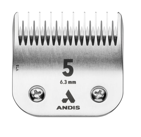 White Smoke Andis Carbon Infused Steel UltraEdge Dog Clipper Blade, Size-5 Skip Tooth, 1/4-Inch Cut Length (72640),Chrome