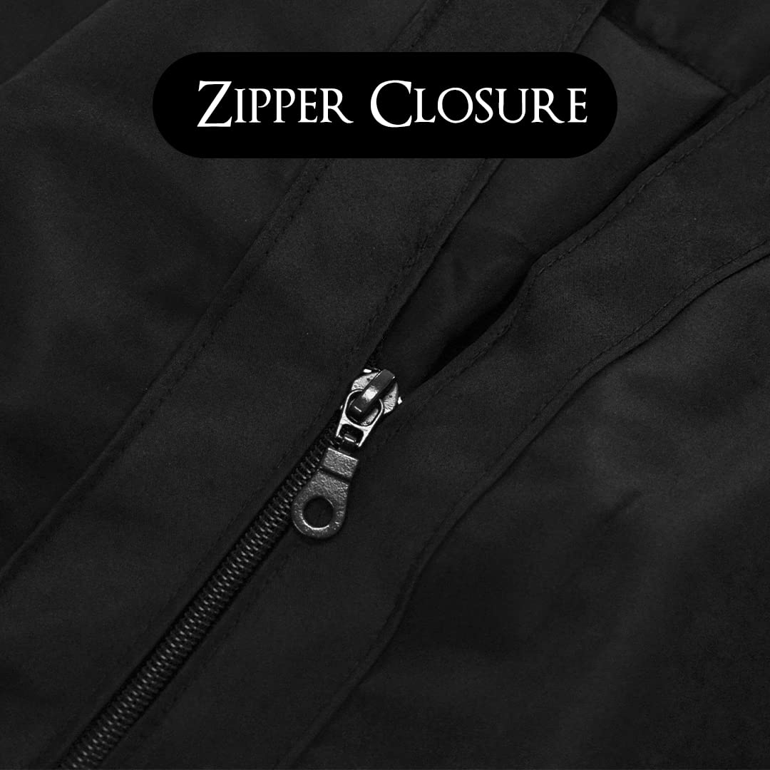 Black Betty Dain Professional Zip Front Salon Stylist Vest, V-Neck, Iridescent Fabric, Adjustable Belt, Two Lower Pockets with Zippered Bottoms, Lightweight, Machine Washable Nylon, Black, XL