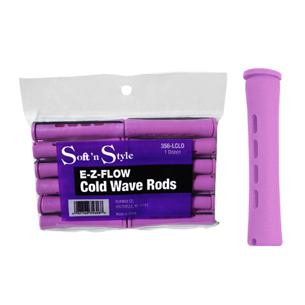 White Smoke Soft 'N Style Salon Hair E-Z Flow Cold Wave Rods 12 Long Lilac HC-356LCLO