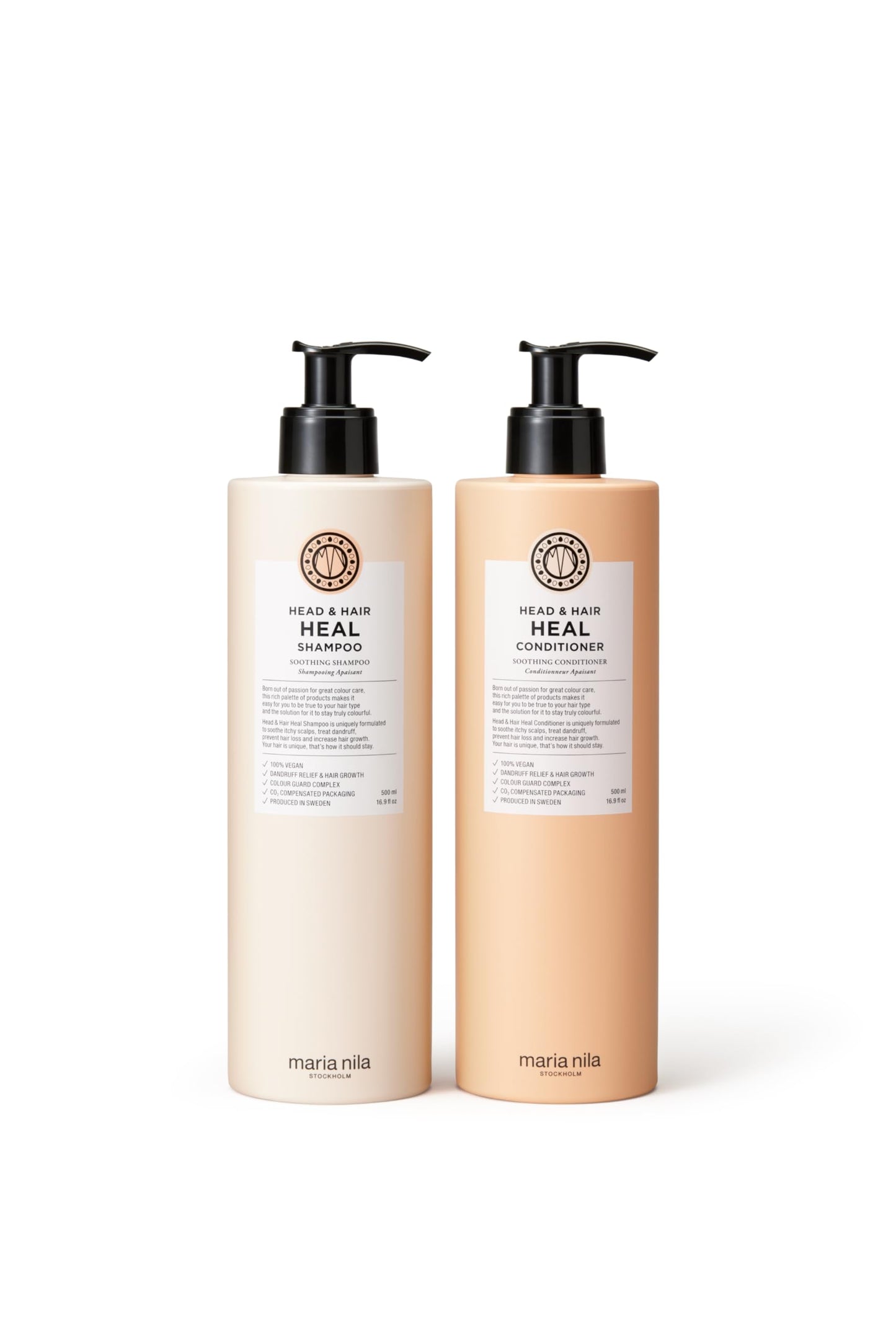 White Smoke Maria Nila Head & Hair Heal, Shampoo & Conditioner Set (2 x 16.9 Fl Oz), Soothing Aloe Vera for dry & itchy scalps, 100% Vegan & Sulfate/Paraben free