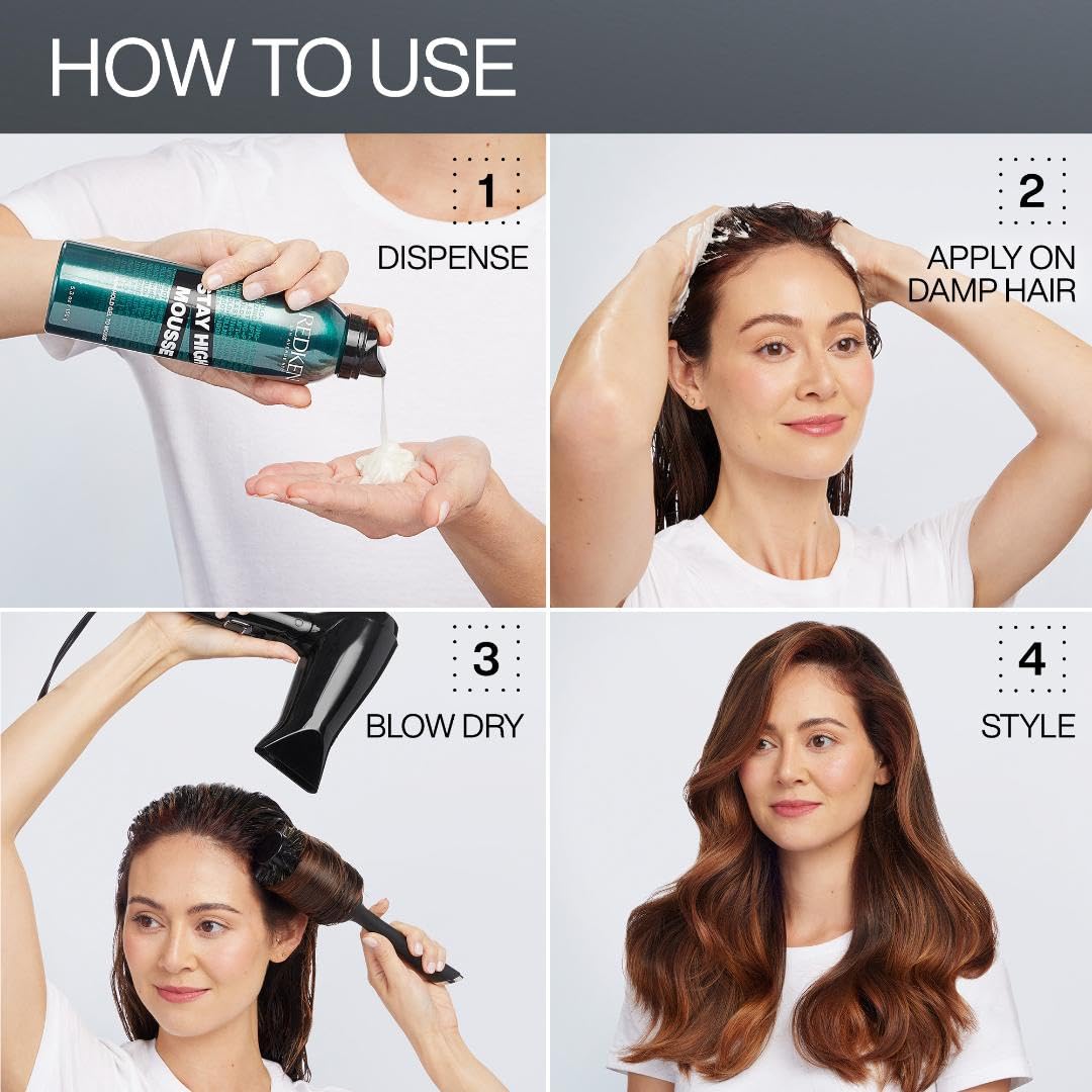 Lavender Redken Stay High Volumizing Mousse For Fine Hair - High Hold Gel to Mousse, Strong Hold for 24 Hours
