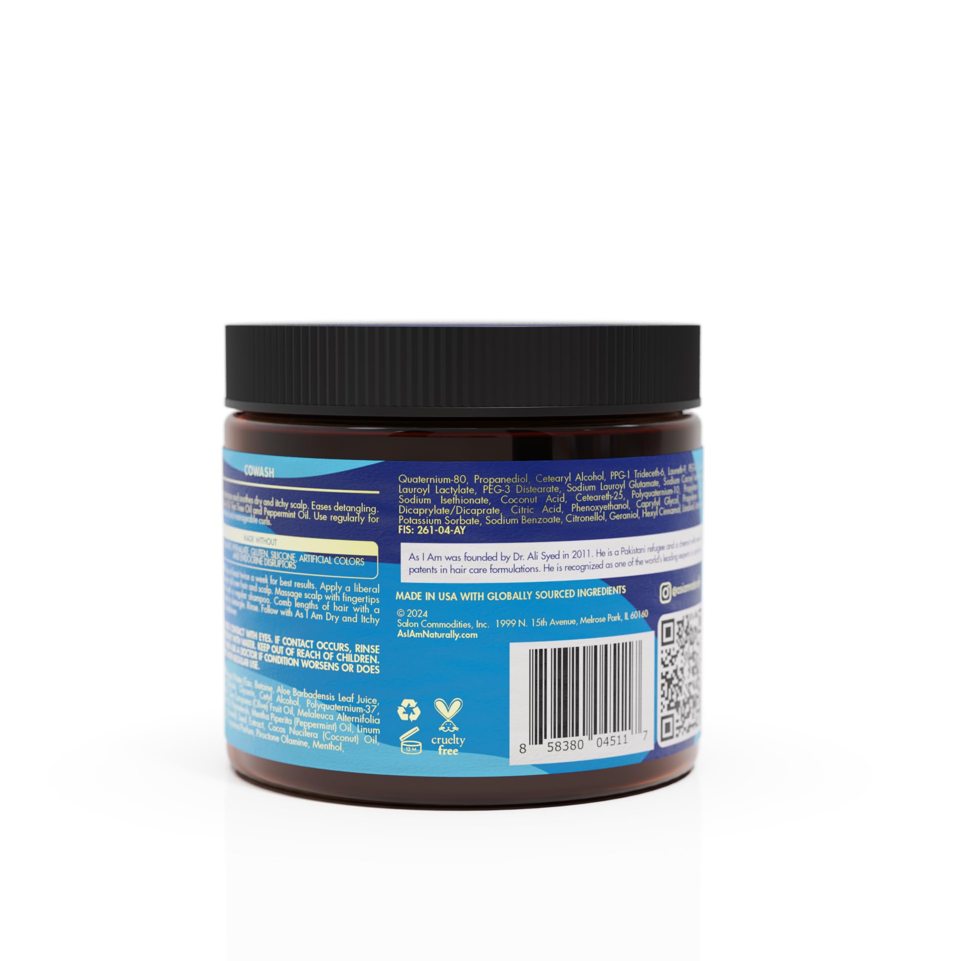 Dark Slate Gray As I Am Dry & Itchy Scalp Care Cowash - 16 ounce - Cleanses, moisturizes and soothes dry and itchy scalp - With Olive Oil, Tea Tree Oil & Peppermint Oil