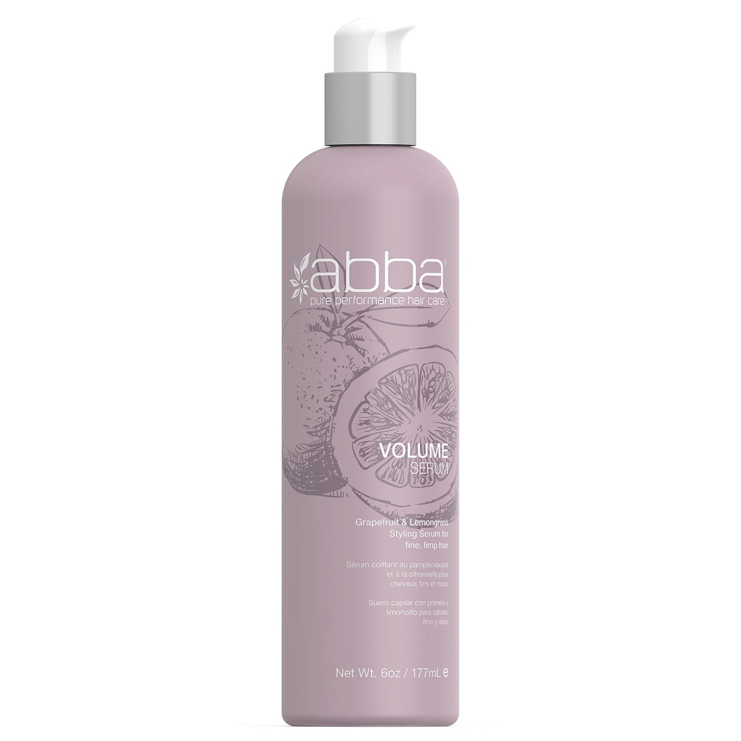 Dark Gray ABBA - Pure Volume Serum - Grapefruit & Lemongrass, 6 fl oz