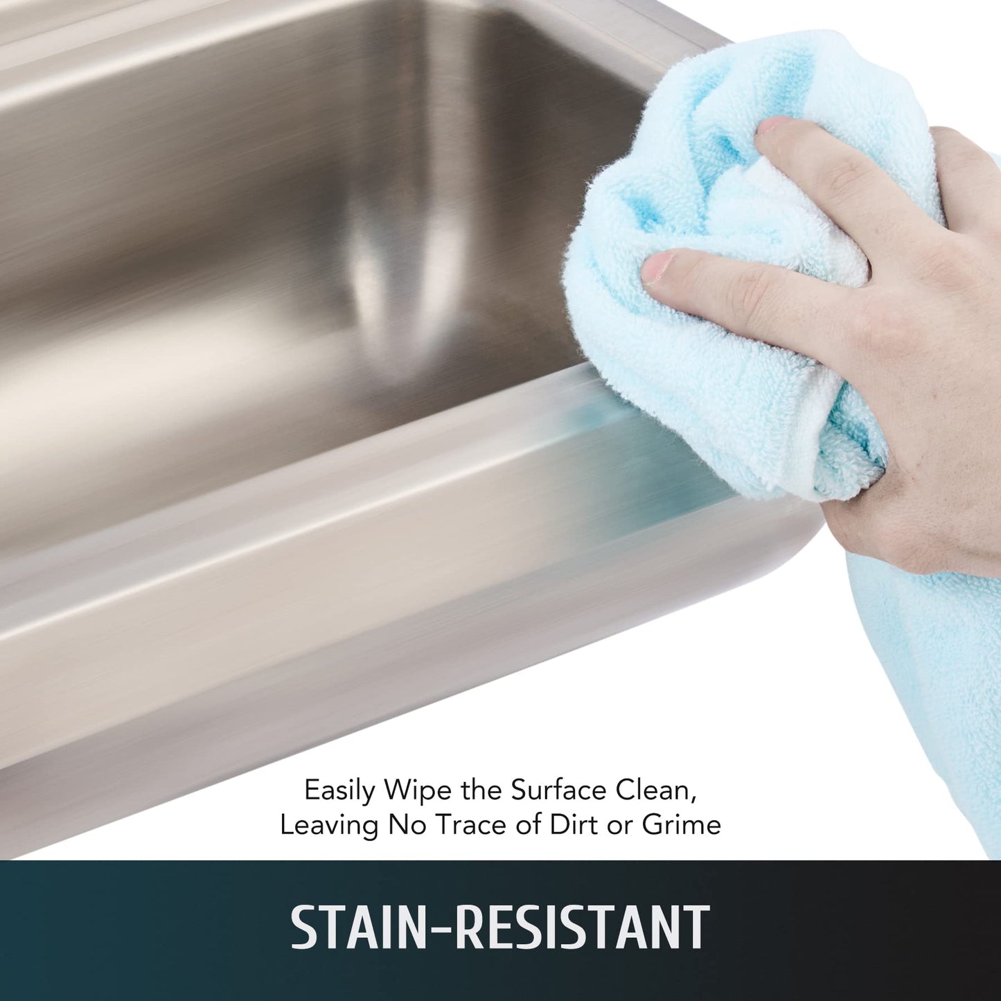 White Smoke WILPREP Hand Sink Commercial Stainless Steel Sink for Washing, NSF Utility Sink with Gooseneck Faucet, Wall Mount Kitchen Sink for Restaurant Bar RV Bathroom Laundry Room (17 x 15 Inches)