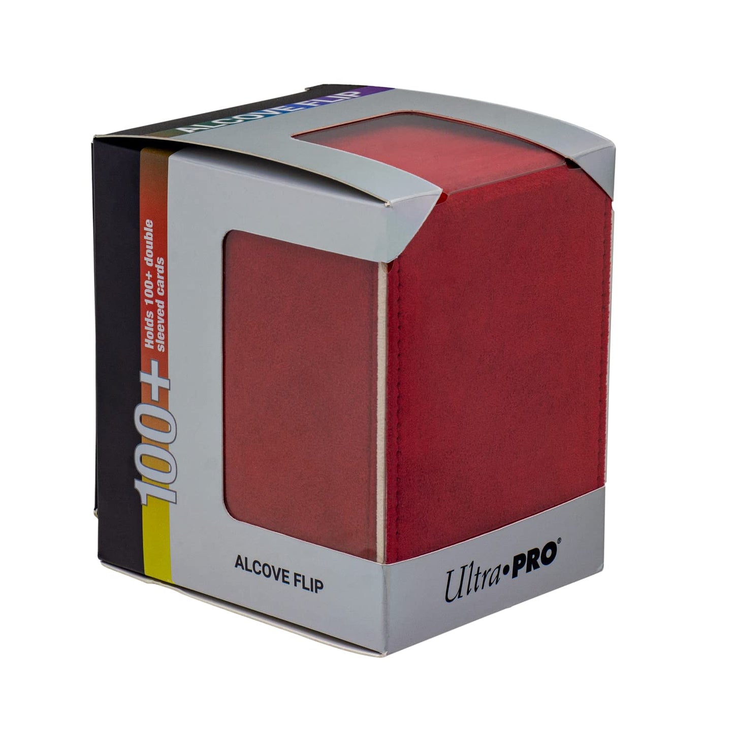 White Smoke Ultra Pro - Vivid Alcove Flip Deck Box (Red) - Protect and Store up to 100 Double Sleeves Standard Size Cards, Perfect for Sports Cards, Gaming Cards & Collectible Trading Cards