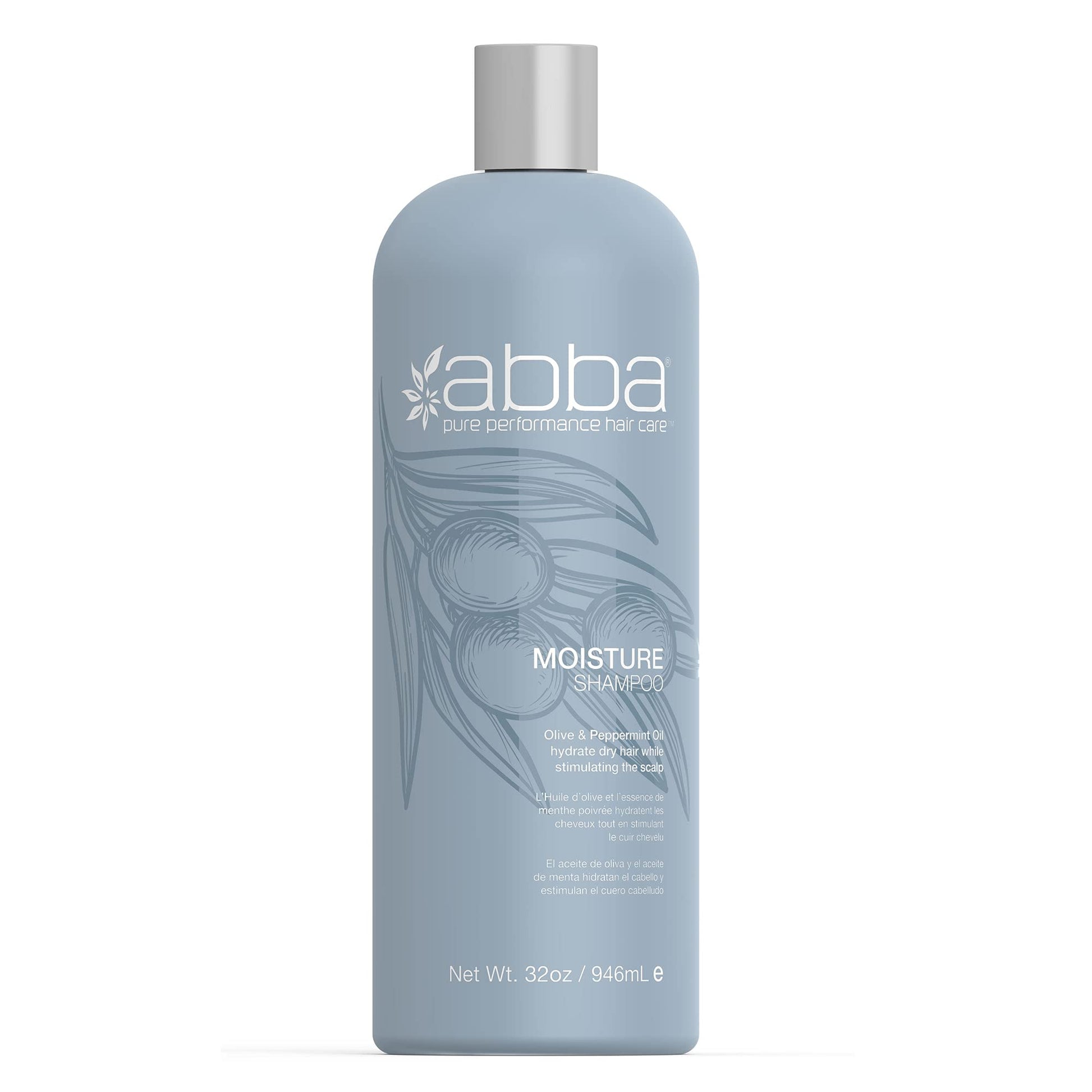 Gray ABBA Moisture Shampoo, Olive & Peppermint Oil, 32 Fl Oz (Pack of 1)