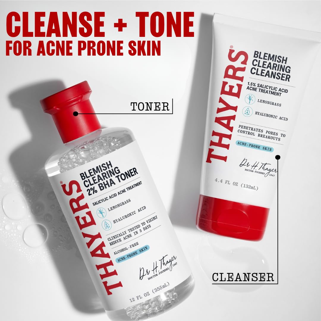 Lavender Thayers Blemish Clearing Salicylic Acid Toner, Acne Treatment Face Toner with 2% Salicylic Acid, Soothing and Non-Stripping Skin Care, 12 Fl Oz