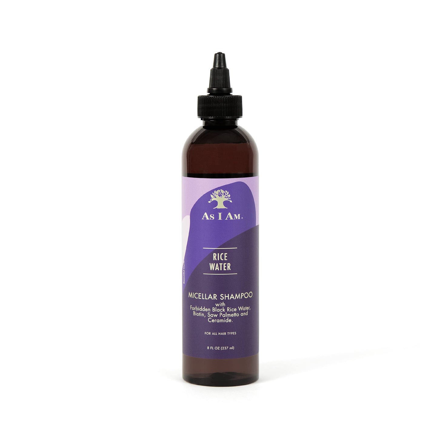 White Smoke As I Am Rice Water Shampoo 8 oz - with Forbidden Black Rice, Saw Palmetto, Biotin - Gentle Cleanser - Moisturizing - Vegan & Cruelty Free - Sulfate Free - Paraben Free - For All Hair Types
