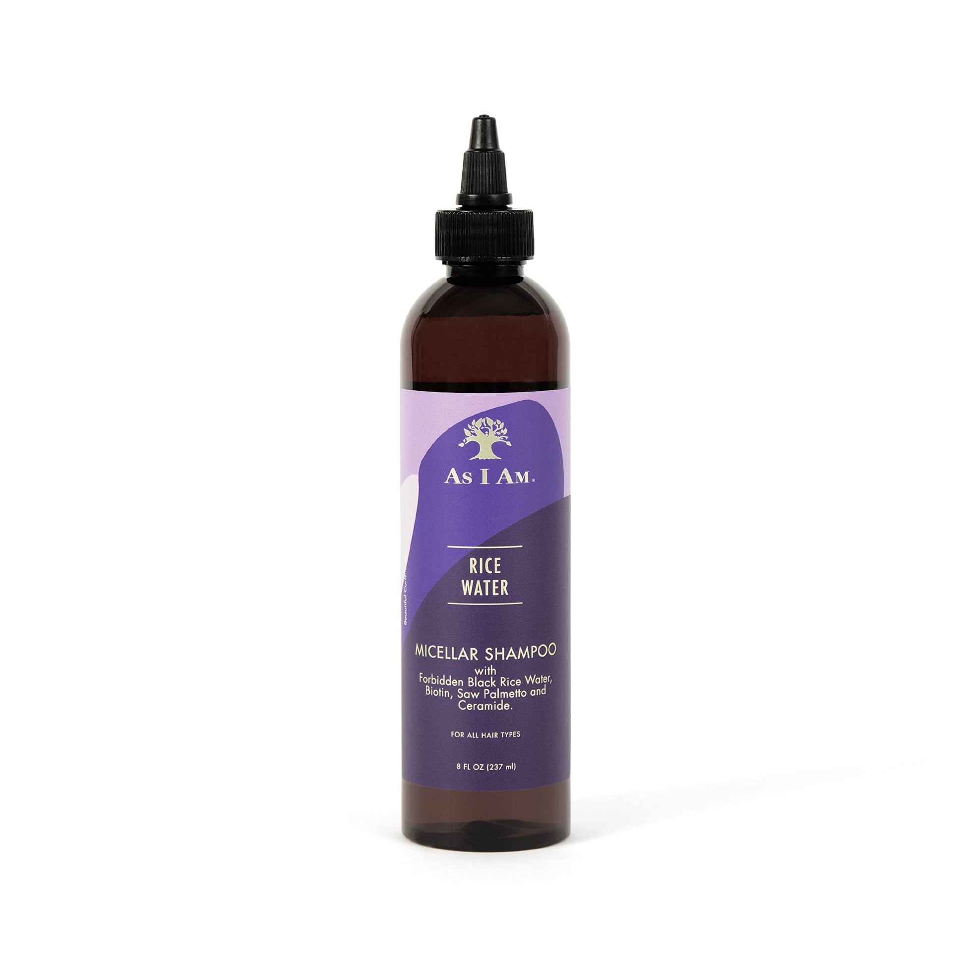 White Smoke As I Am Rice Water Shampoo 8 oz - with Forbidden Black Rice, Saw Palmetto, Biotin - Gentle Cleanser - Moisturizing - Vegan & Cruelty Free - Sulfate Free - Paraben Free - For All Hair Types