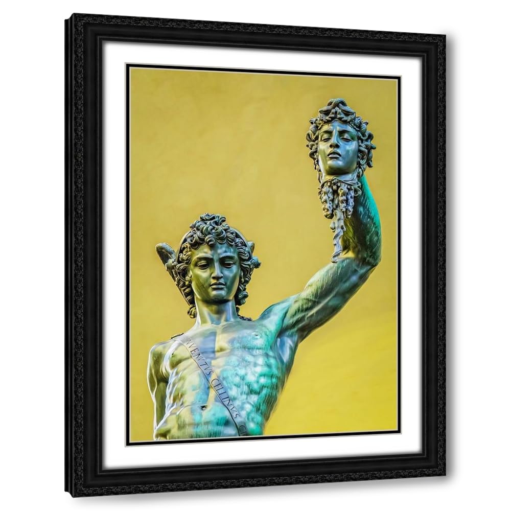 Black ArtDirect Perseus, Florence, Italy. Statue by Cellini in Loggia dei Lanza of beheading of Medusa by Perseus. Custom Framed Art Print Giclee or Canvas Options with Various Sizes by McCallum, Murray
