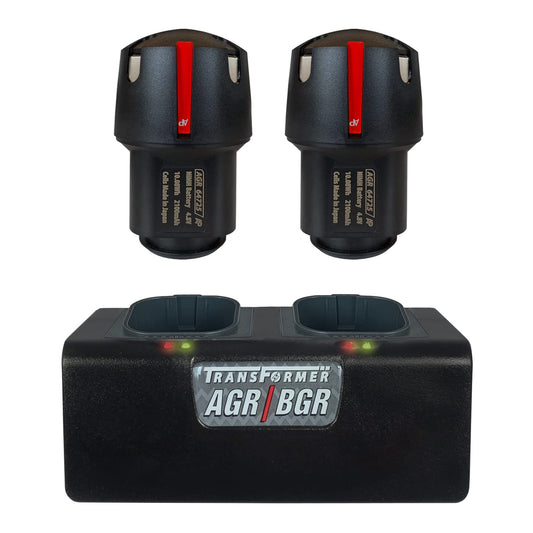 White Smoke Artisan Power Double Charger and Two Replacement Batteries | Best for Andis PowerGroom AGR+ and BGR+ Series Clippers | NiMH Rechargeable Battery Pack | 2100 mAh - 27% Higher Than the OEM Batteries