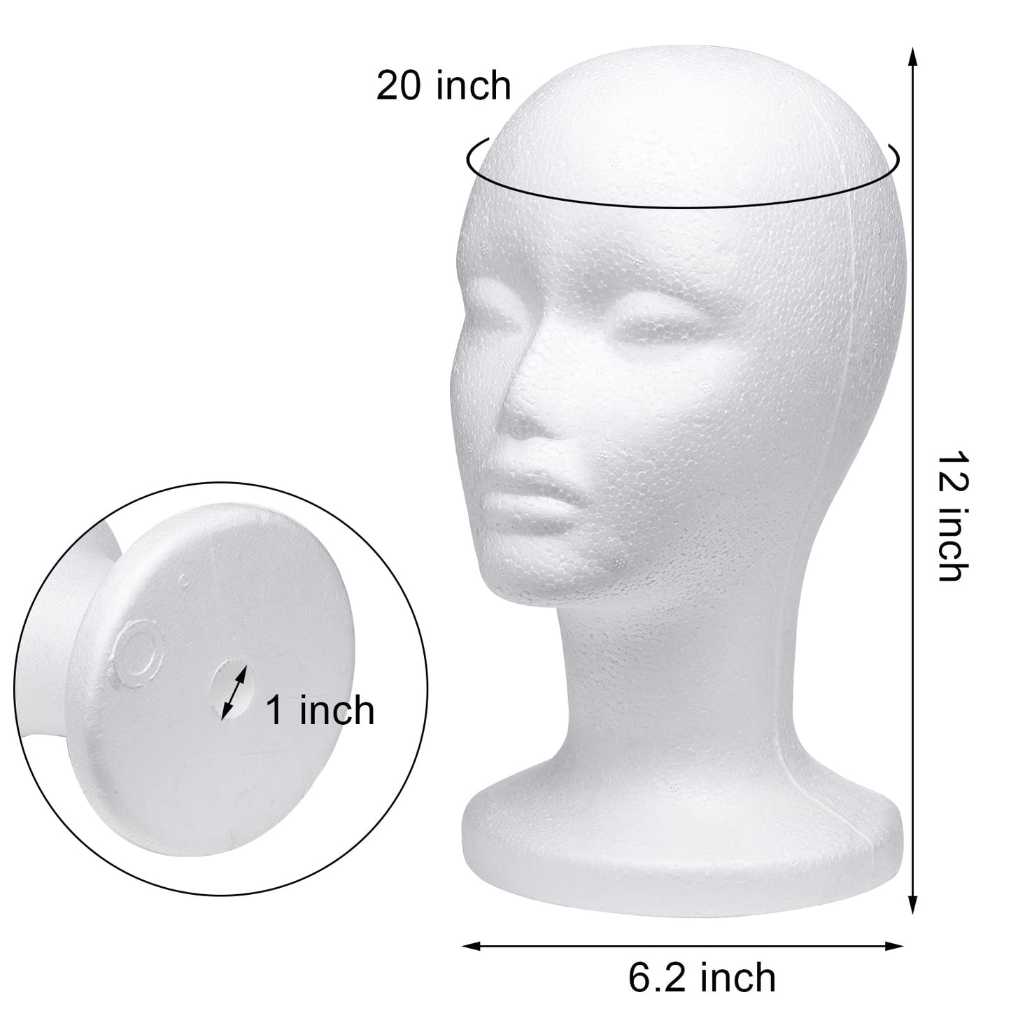 White Smoke Foraineam 3 Pack 12 Inch Foam Head Female Foam Wig Head Mannequin Manikin Cosmetics Model Display Holder Hats Glasses Hairpieces Stand