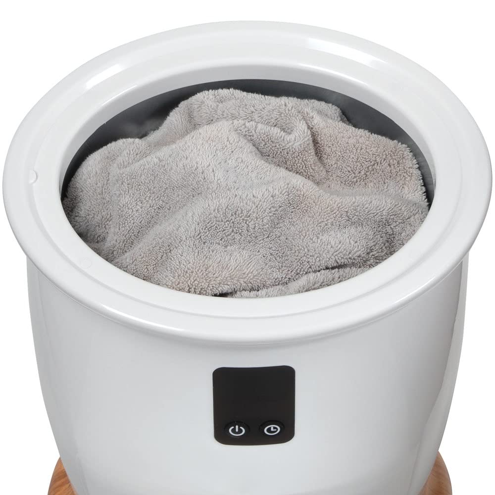 White Smoke ForPro Professional Collection Luxury Towel Warmer, Extra Large Bucket-Style Hot Towel Warmer with Auto Shut Off, 4 Timer Settings for Home and Bathroom, White