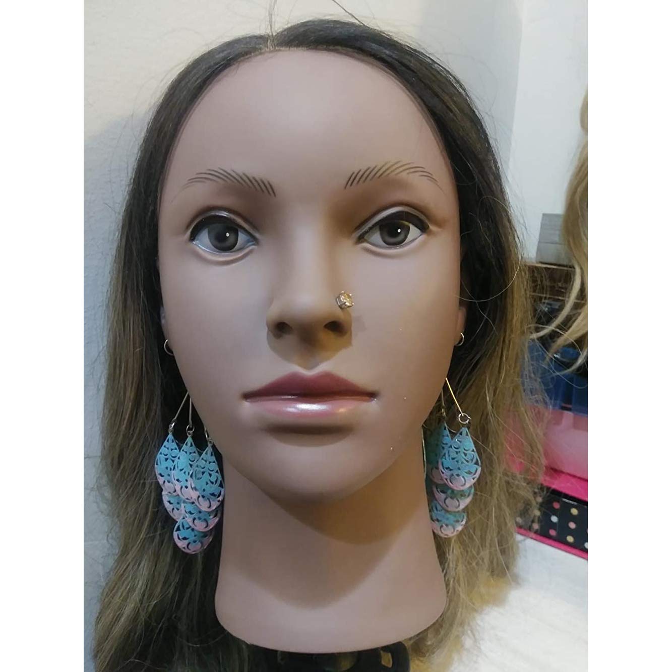 Gray Hedume Afro American Mannequin Head with Clamp, Bald Manikin head, Mannequin Head for Wigs, Hat, Glasses Display