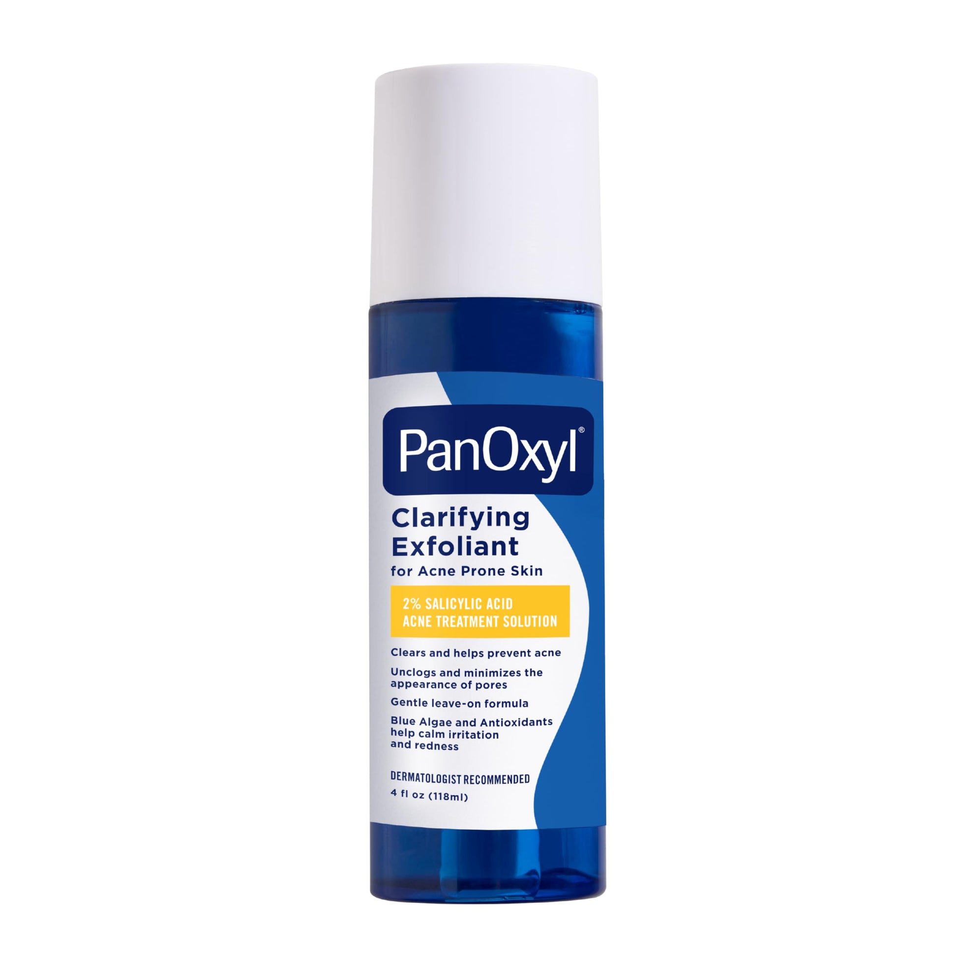 Lavender PanOxyl Clarifying Exfoliant with 2% Salicylic Acid, BHA Liquid Exfoliant for Face, Unclogs, Minimizes Appearance of Pores, Blue Algae and Antioxidants Help Calm Redness, For Acne Prone Skin, 4 fl oz