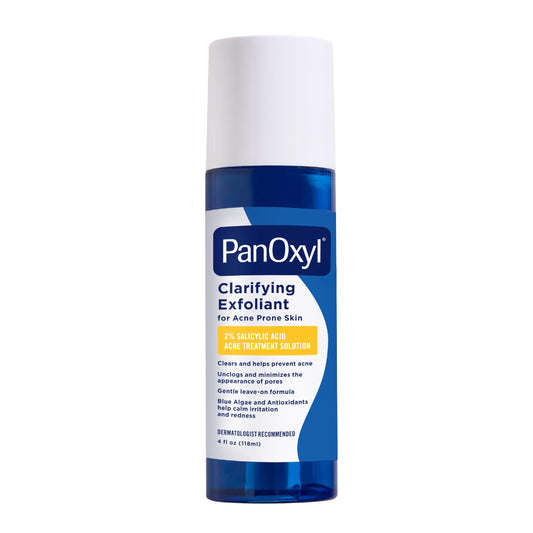 Lavender PanOxyl Clarifying Exfoliant with 2% Salicylic Acid, BHA Liquid Exfoliant for Face, Unclogs, Minimizes Appearance of Pores, Blue Algae and Antioxidants Help Calm Redness, For Acne Prone Skin, 4 fl oz
