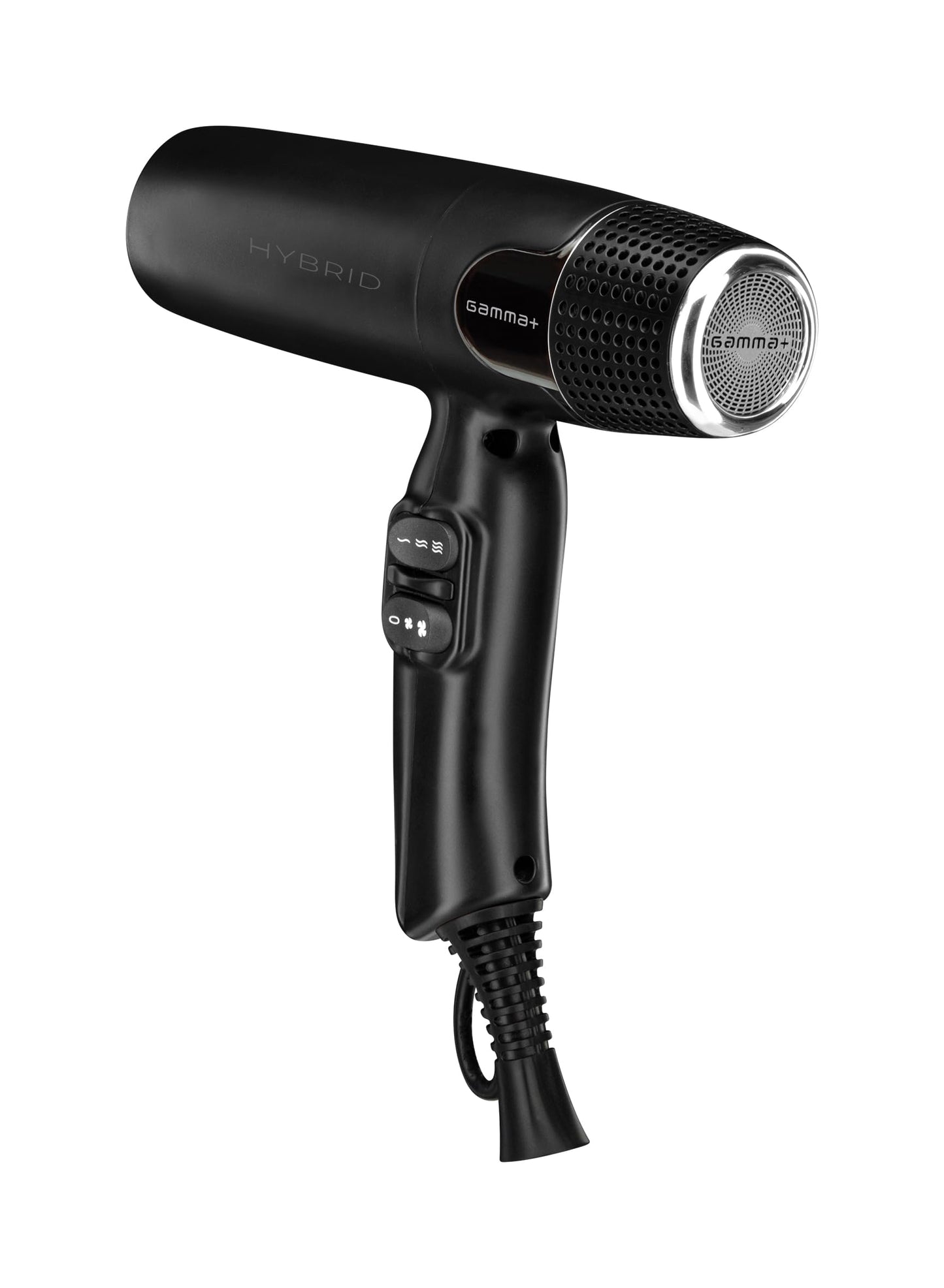White Smoke GAMMA+ Hybrid Professional Hair Dryer Lightweight, Ionic Technology, Low Noise with 2 Nozzles and Diffuser (Black)