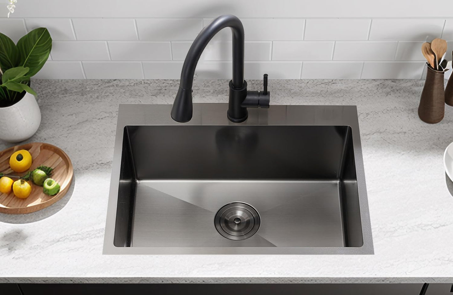 Lavender VCCUCINE 22x18 Inch Gunmetal Black Drop in Kitchen Sink,16 Gauge Topmount RV Small Kitchen Bar Sink,Stainless Steel Wet Bar Sink,Outdoor Single Bowl,Laundry Prep Sink