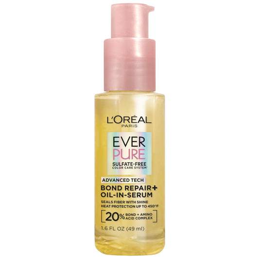 White Smoke L'Oreal Paris Bond Repair+ Hair Oil-in-Serum, Heat Protectant to Strengthen Damaged, Color-Treated Hair, Provides Intense Shine and Frizz Control, EverPure, 1.6 Fl Oz (Packaging May Vary)