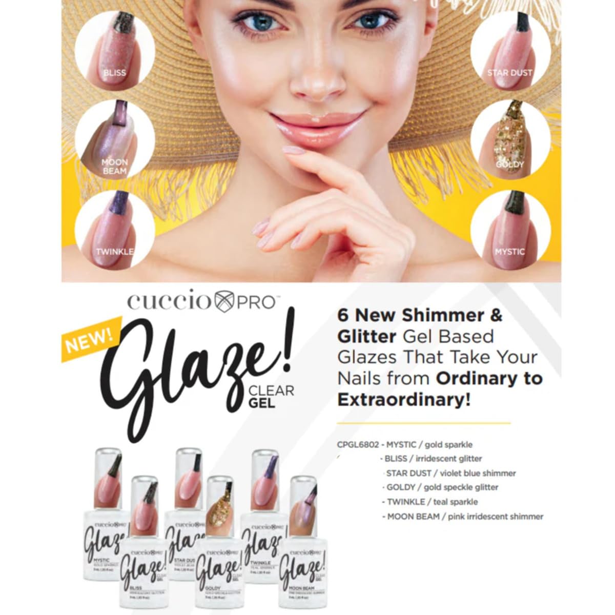 White Smoke Cuccio Glaze Gel Nail Polish, Mystic (Gold Sparkle) – Soak-Off LED/UV Cured, Long-Lasting 12-Free Vegan Formula, 0.50 oz