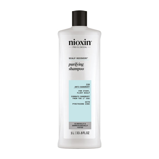 White Smoke Nioxin Scalp Recovery Purifying Shampoo | For Dandruff and Itchy Scalp | With Pyrithione Zinc and Green Tea Extracts| 33.8 Fl oz.