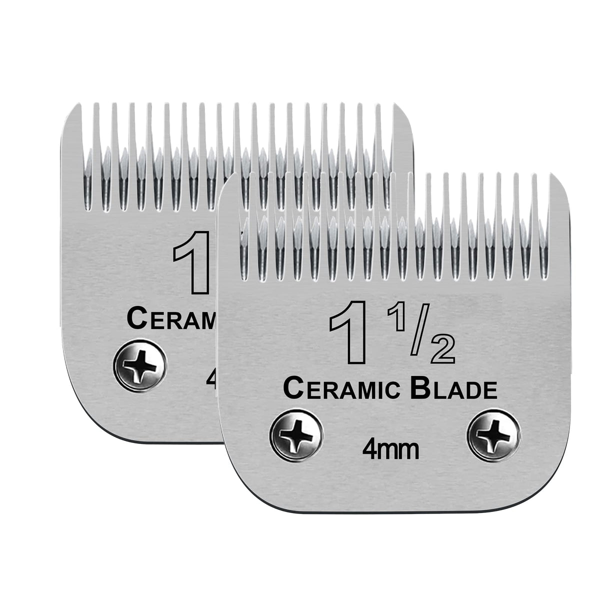 Gray 2 Packs Professional Detachable Replacement Ceramic Blades Size 1-1/2,Cut Length 5/32-Inch 4mm,compatible with Andis AGC,BDC,BGC,MBG Series/oster Classic 76/Star-Teq/Power-Teq/A5 Clipper