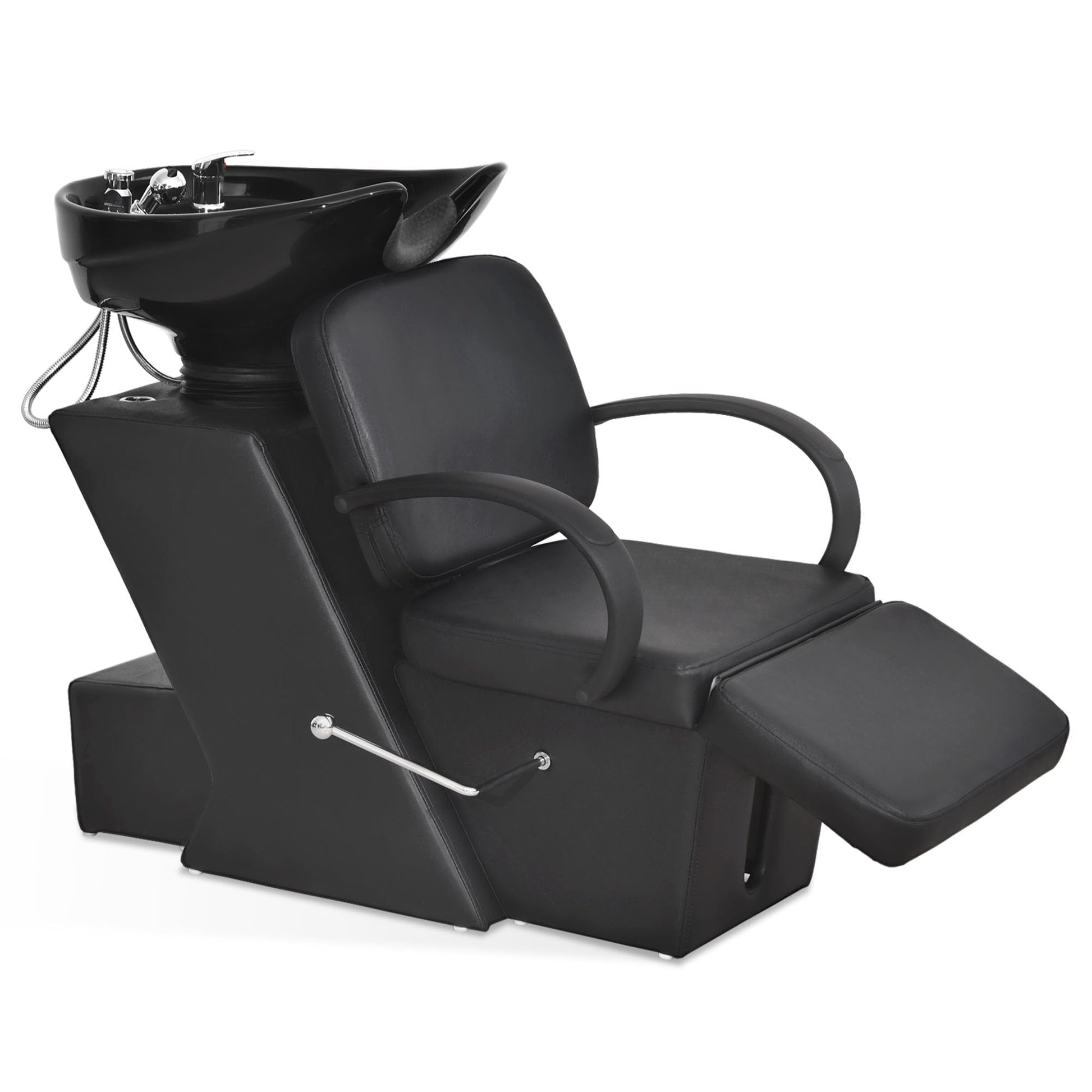 White Smoke BarberPub Ceramic Bowl Shampoo Chair, Adjustable Backwash Sink, Hair Stylist Barber Chairs for Salon Beauty Spa Tattoo Unit Station 9051